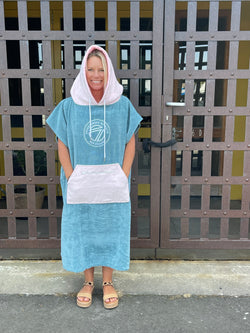 Seventhwave Adults Poncho - Storm Blue and Pale Pink - Unisex