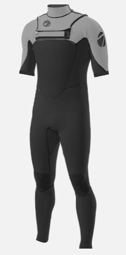 Men's MAX 2/2mm Chest Zip Summer Seam Short Sleeve Steamer Wetsuit
