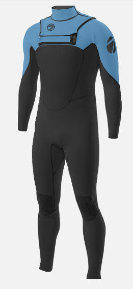 Men's Max 3/2 Chest Zip Glued Full Wetsuit